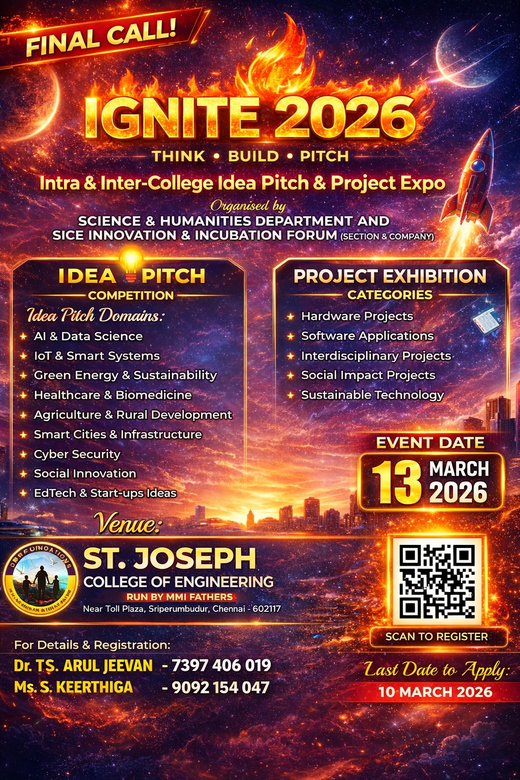 IGNITE 2026 Idea Pitch & Project Expo Poster 